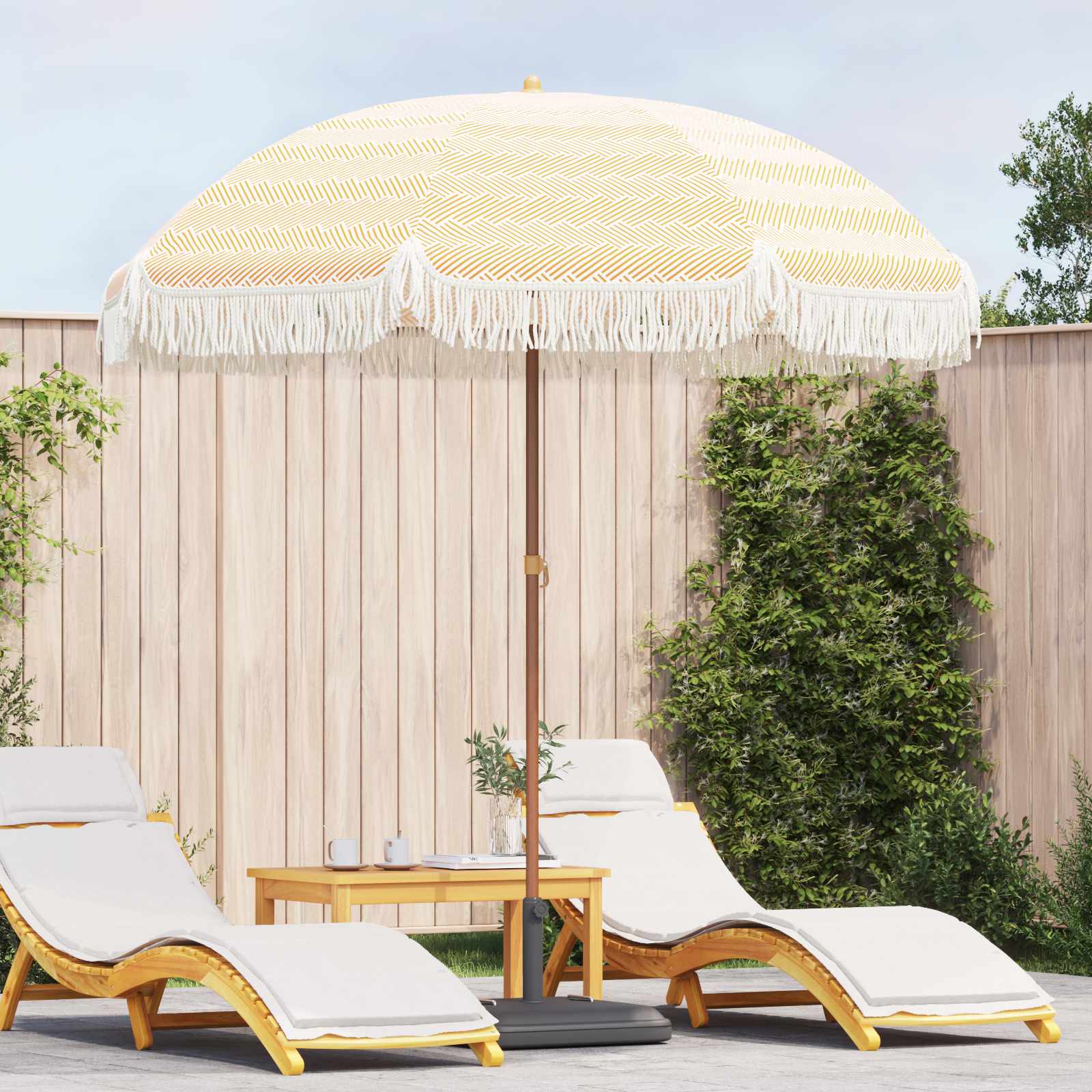 Sunshade Yellow and white Ø 205 x 209 cm Steel