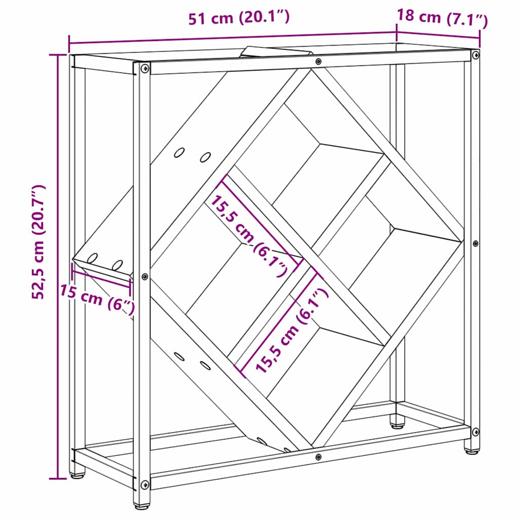 Vyno stovas juoda ąžuolo 51 x 18 x 52.5 cm Apdirbta mediena