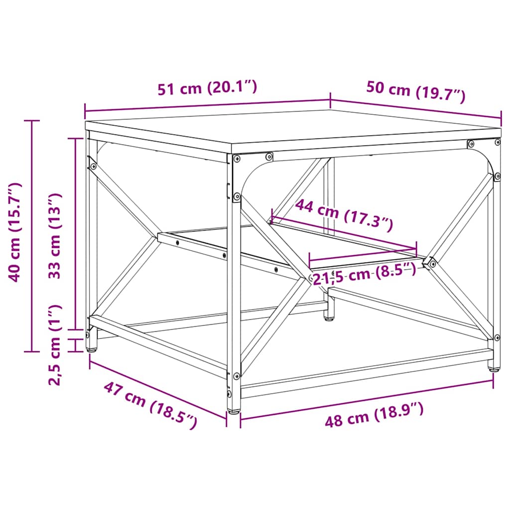 Kavos staliukas artisano ąžuolo 51 x 50 x 40 cm
