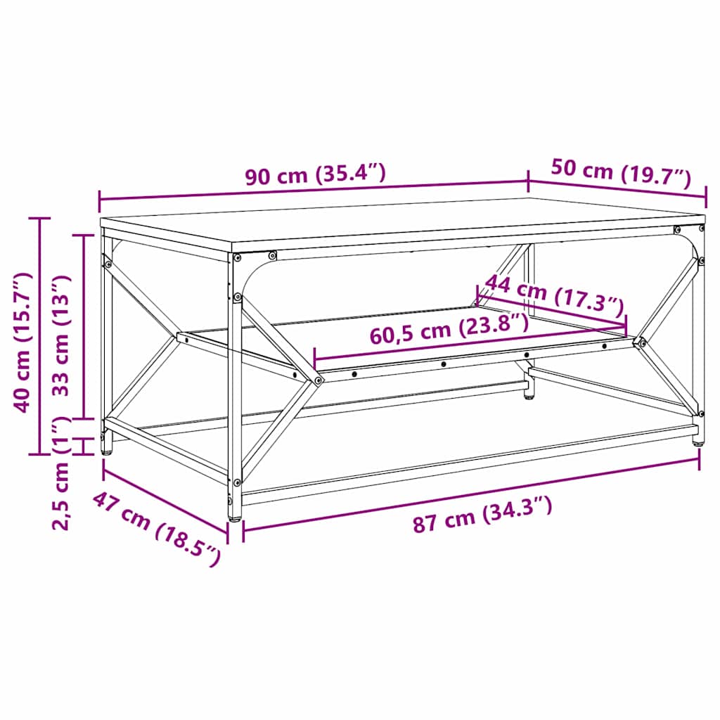 Kafijas galdiņš amatnieku ozols 90 x 50 x 40 cm
