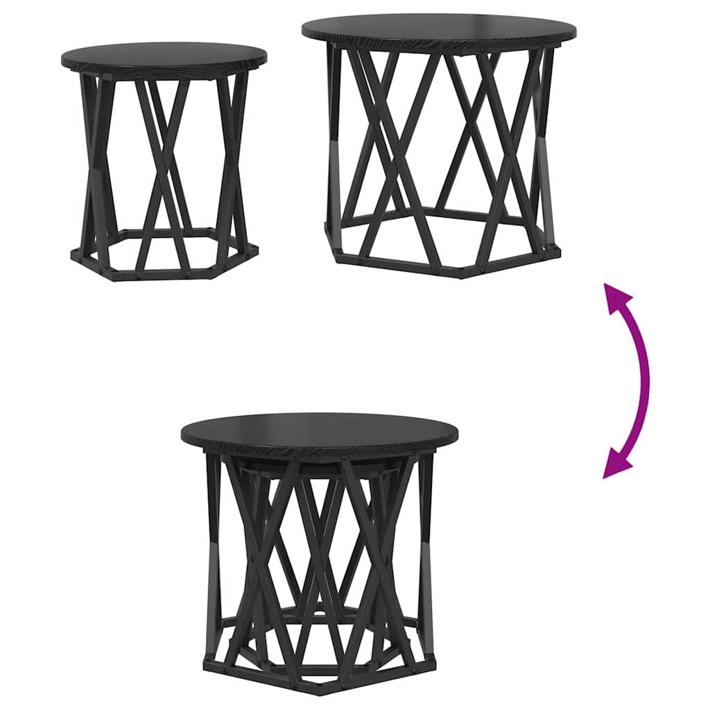 Šoninis stalas 2 pcs juoda ąžuolo 50 x 50 x 40 cm