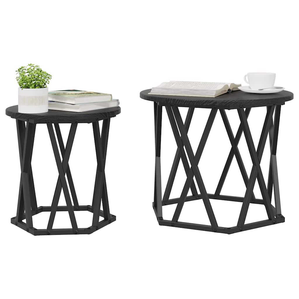 Šoninis stalas 2 pcs juoda ąžuolo 50 x 50 x 40 cm