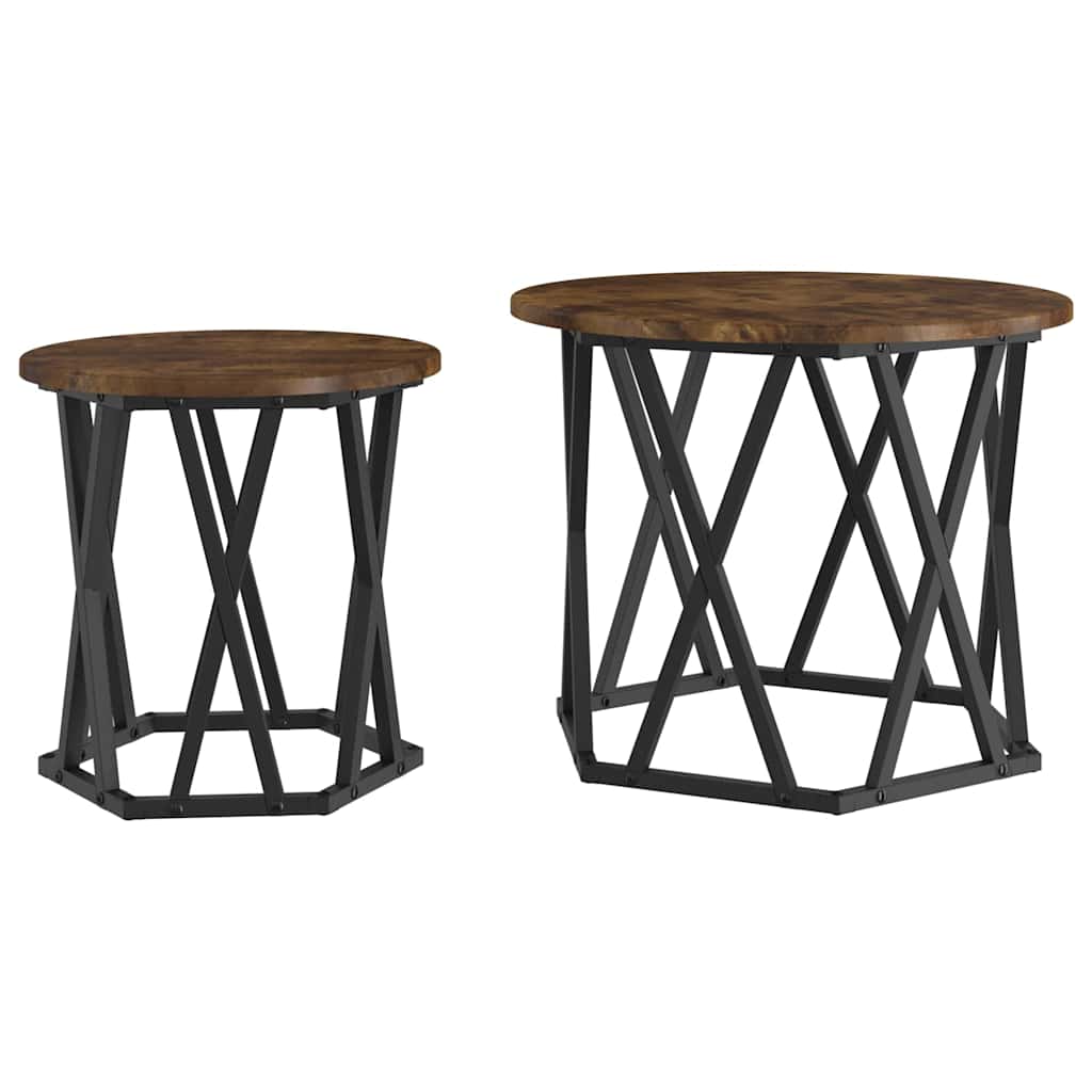 Šoninis stalas 2 pcs Dūminio ąžuolo 50 x 50 x 40 cm