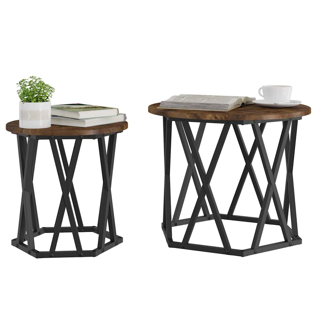 Šoninis stalas 2 pcs Dūminio ąžuolo 50 x 50 x 40 cm