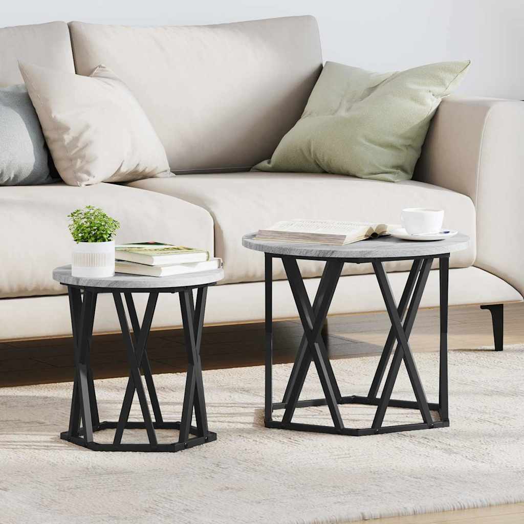 Šoninis stalas 2 pcs Pilka sonoma ąžuolo 50 x 50 x 40 cm