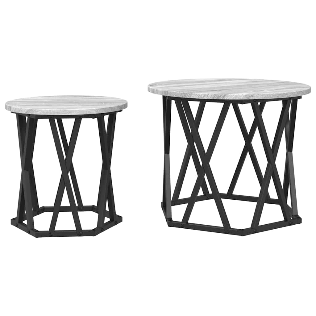 Šoninis stalas 2 pcs Pilka sonoma ąžuolo 50 x 50 x 40 cm