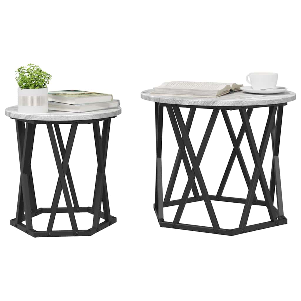 Šoninis stalas 2 pcs Pilka sonoma ąžuolo 50 x 50 x 40 cm