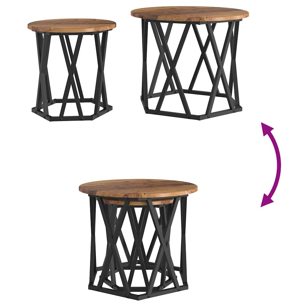 Šoninis stalas 2 pcs Perdirbta mediena 50 x 50 x 40 cm