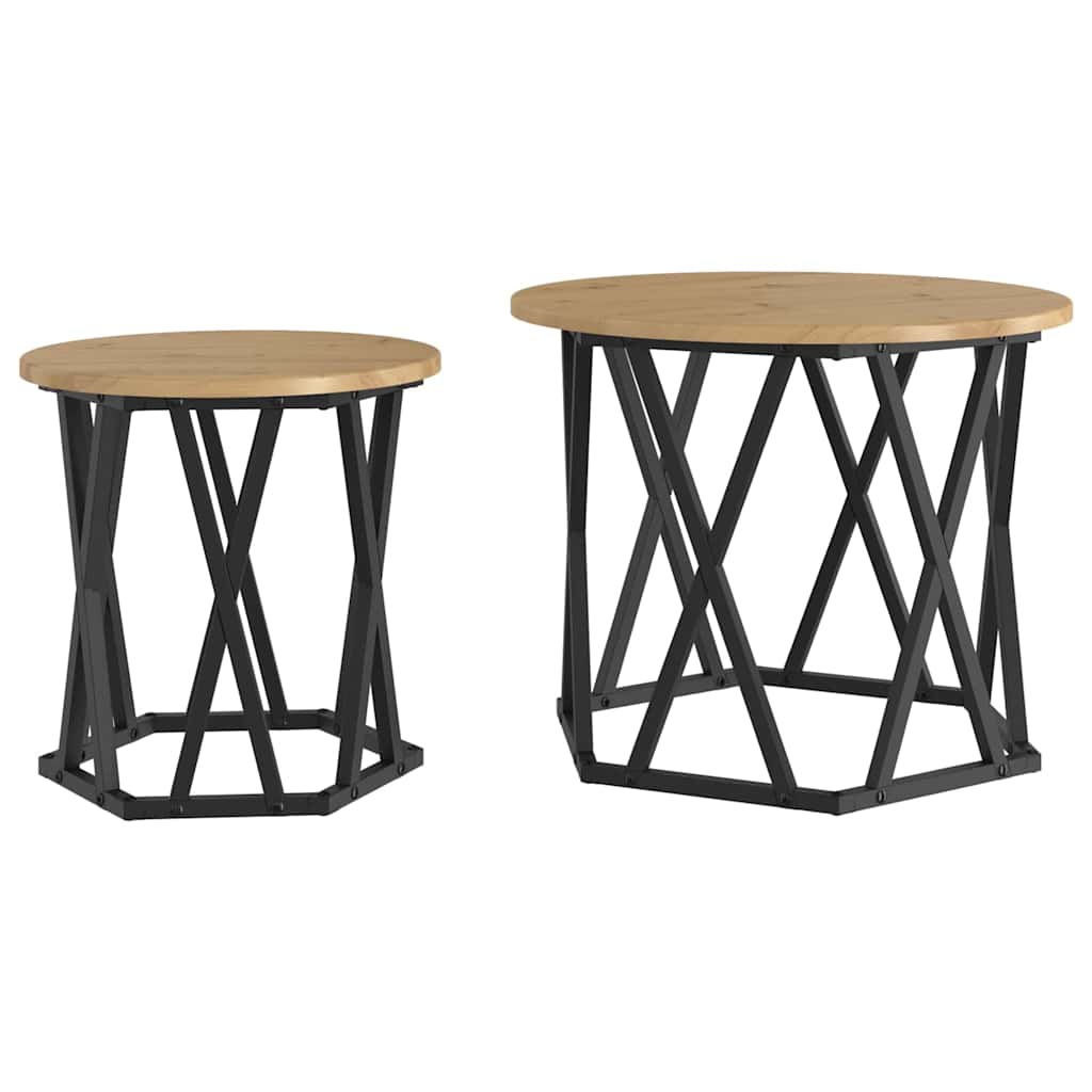 Side table 2 pcs artisan oak 50 x 50 x 40 cm