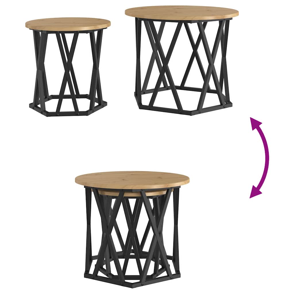 Side table 2 pcs artisan oak 50 x 50 x 40 cm