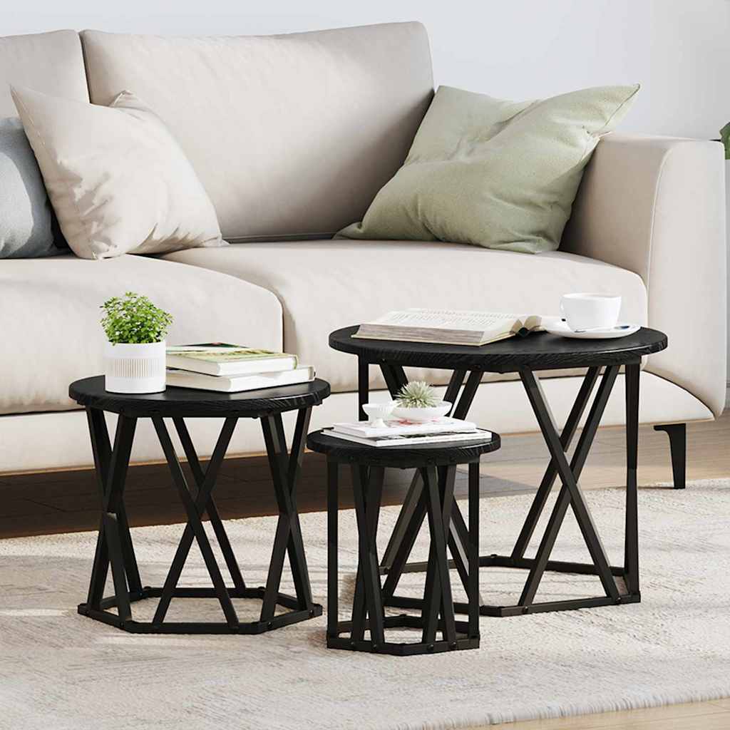 Nesting side table 3 pcs black oak 53 x 53 x 40 cm