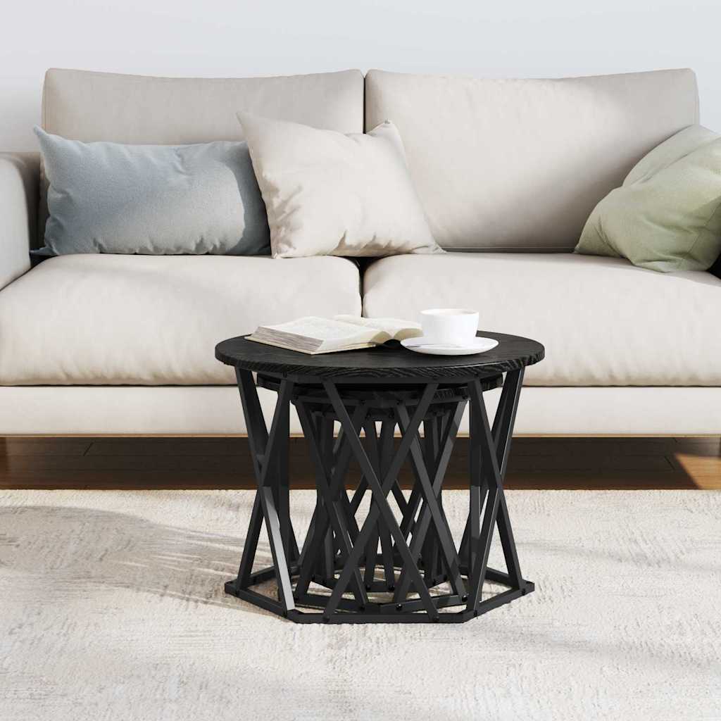 Nesting side table 3 pcs black oak 53 x 53 x 40 cm
