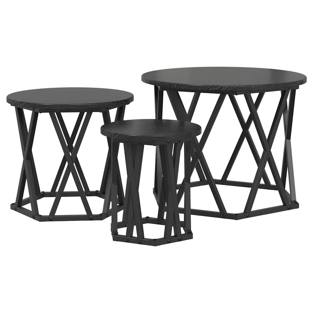 Nesting side table 3 pcs black oak 53 x 53 x 40 cm