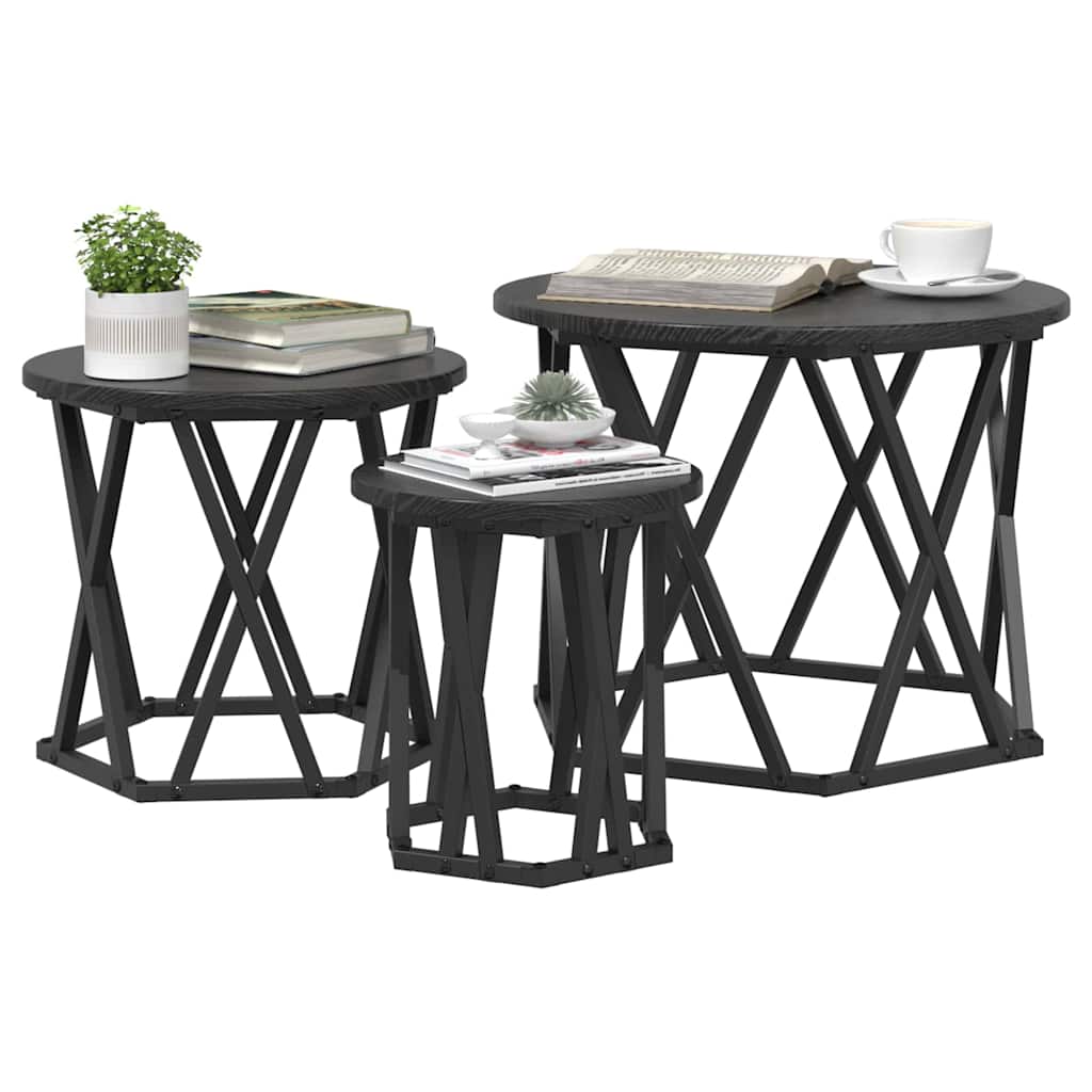 Nesting side table 3 pcs black oak 53 x 53 x 40 cm