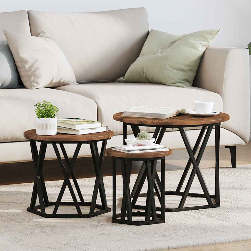 Nesting šoninis stalas 3 pcs Dūminio ąžuolo 53 x 53 x 40 cm