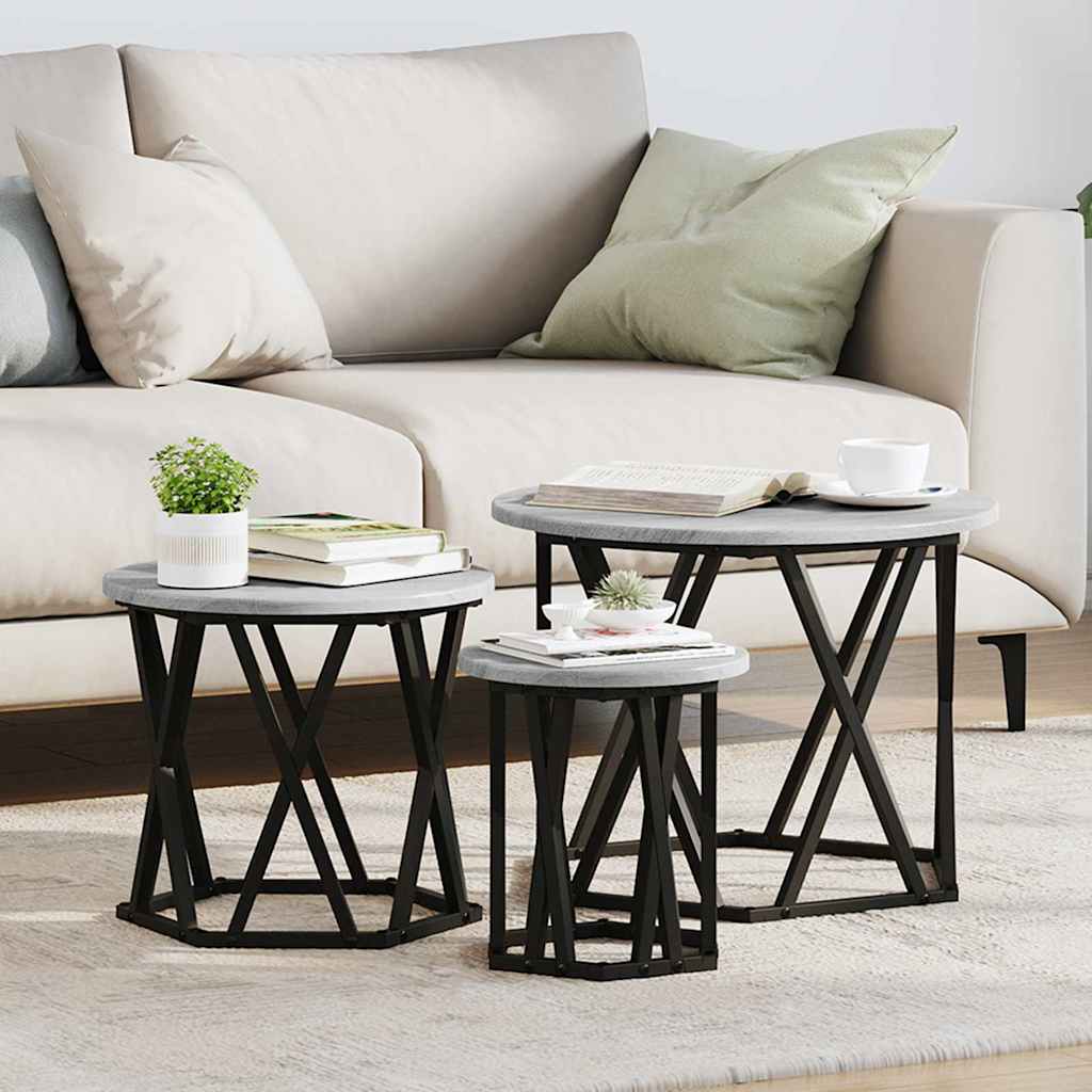 Nesting sānkrēsls 3 gab. Pelēks sonoma ozols