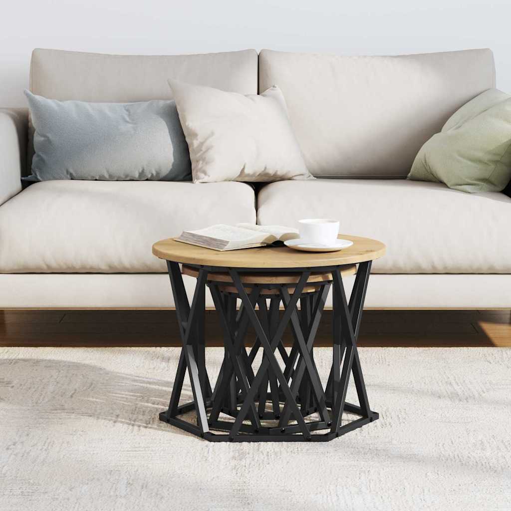 Nesting šoninis stalas 3 pcs artisano ąžuolo 53 x 53 x 40 cm