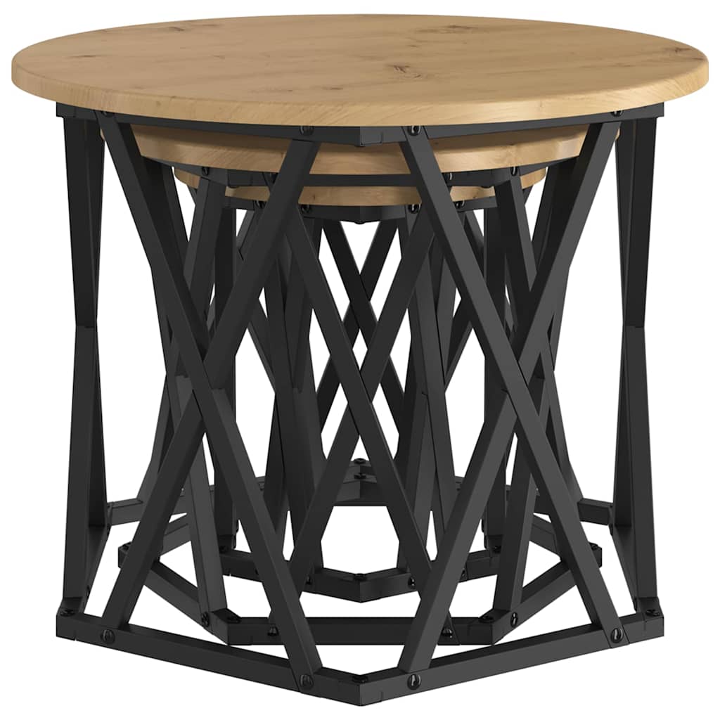 Nesting šoninis stalas 3 pcs artisano ąžuolo 53 x 53 x 40 cm