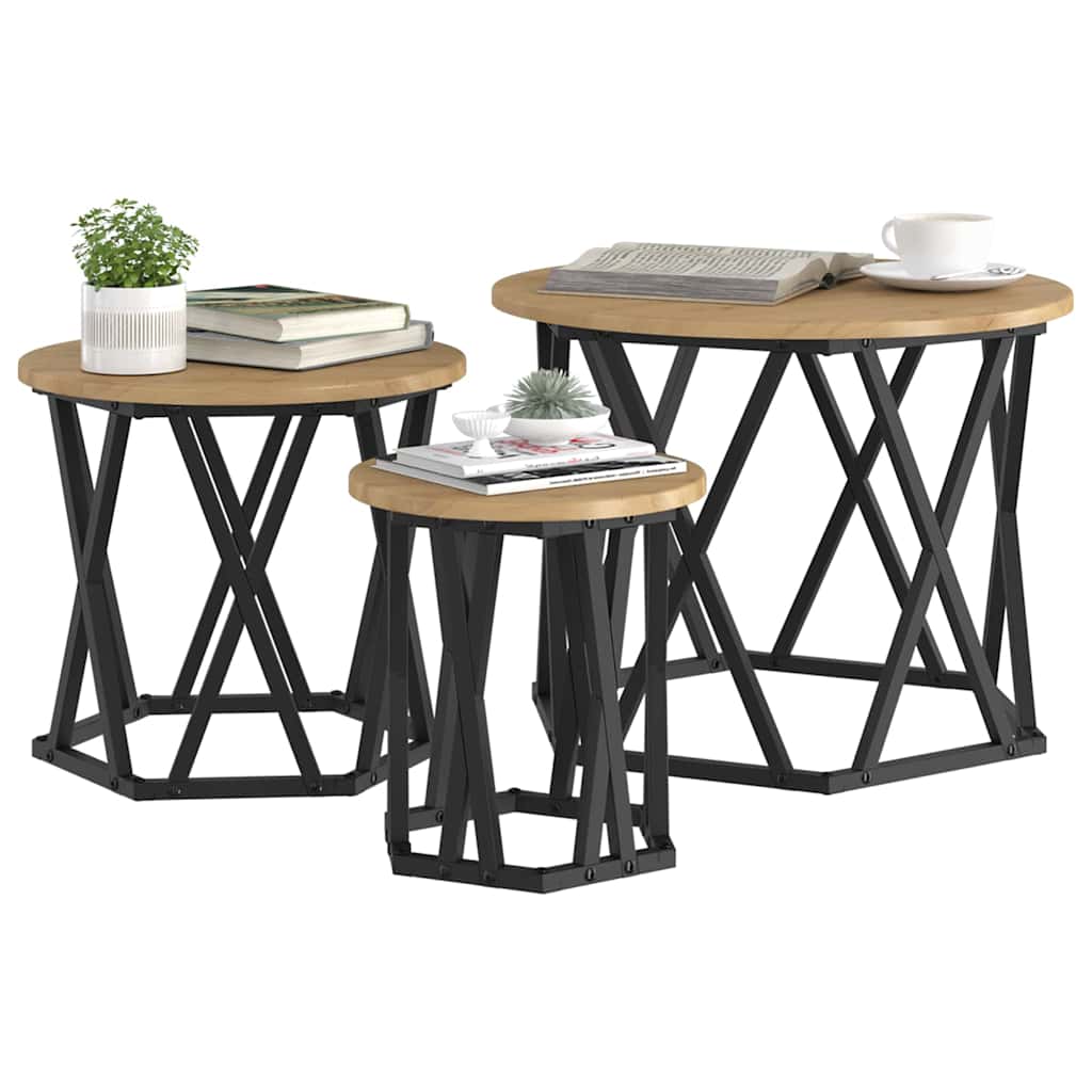 Nesting šoninis stalas 3 pcs artisano ąžuolo 53 x 53 x 40 cm