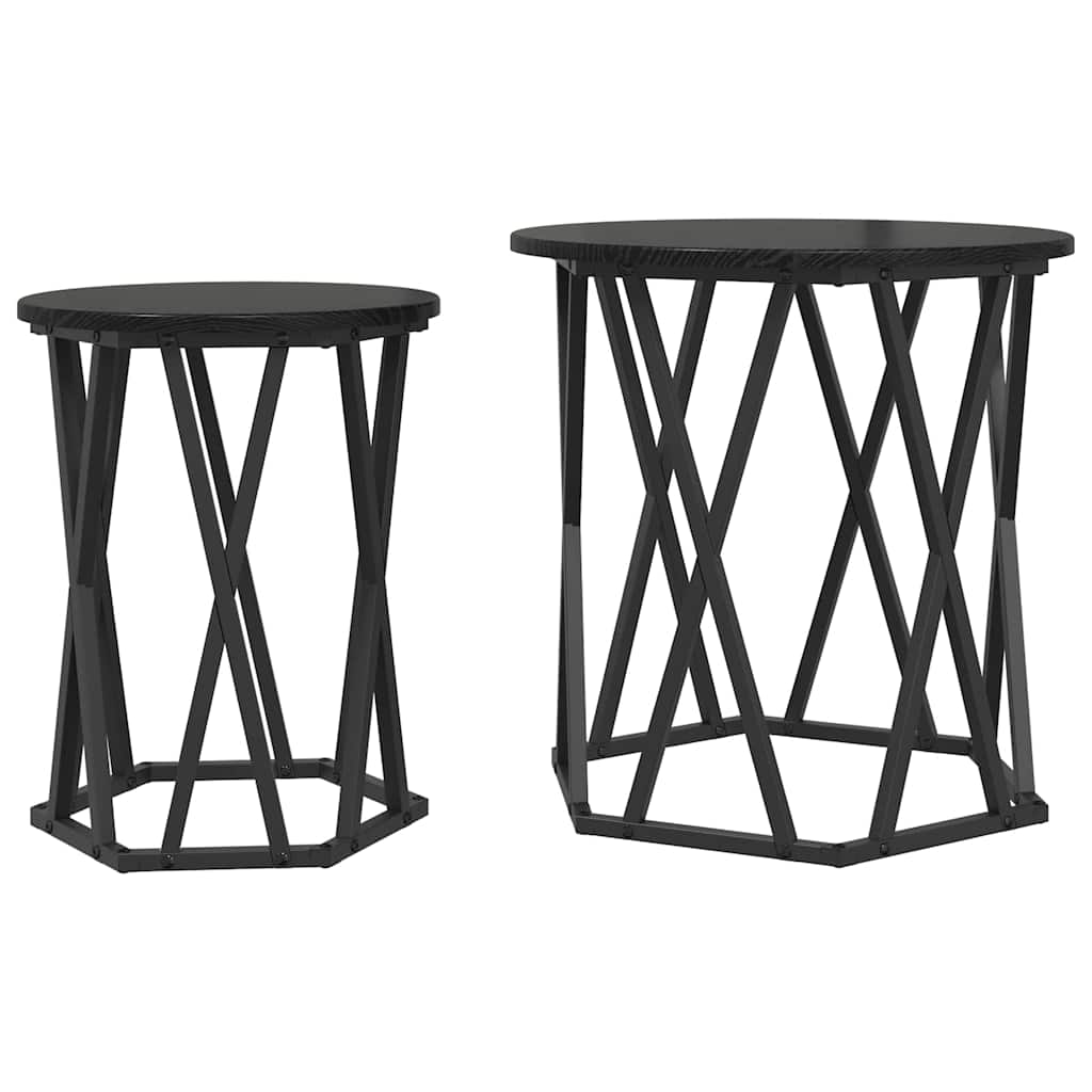 Kavos staliukas 2 pcs juoda ąžuolo 50 x 50 x 50 cm
