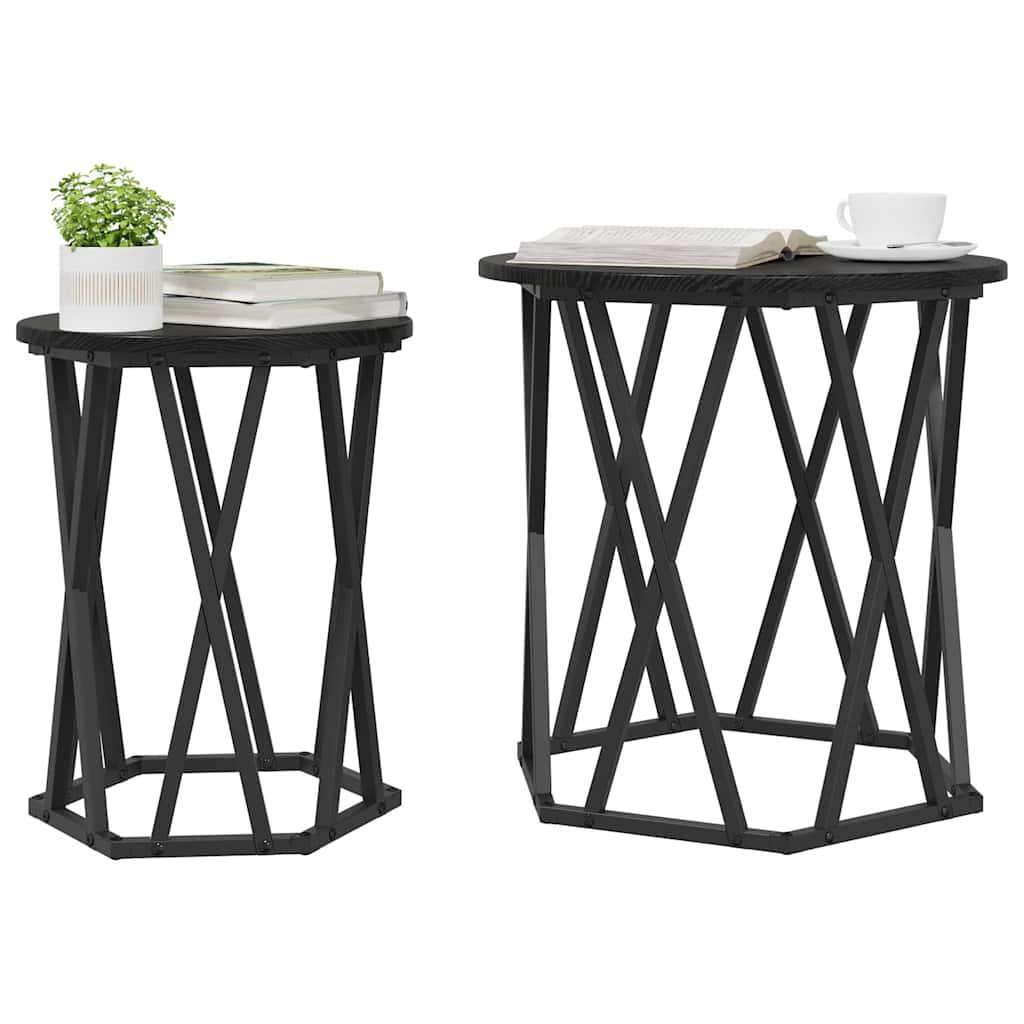 Kavos staliukas 2 pcs juoda ąžuolo 50 x 50 x 50 cm