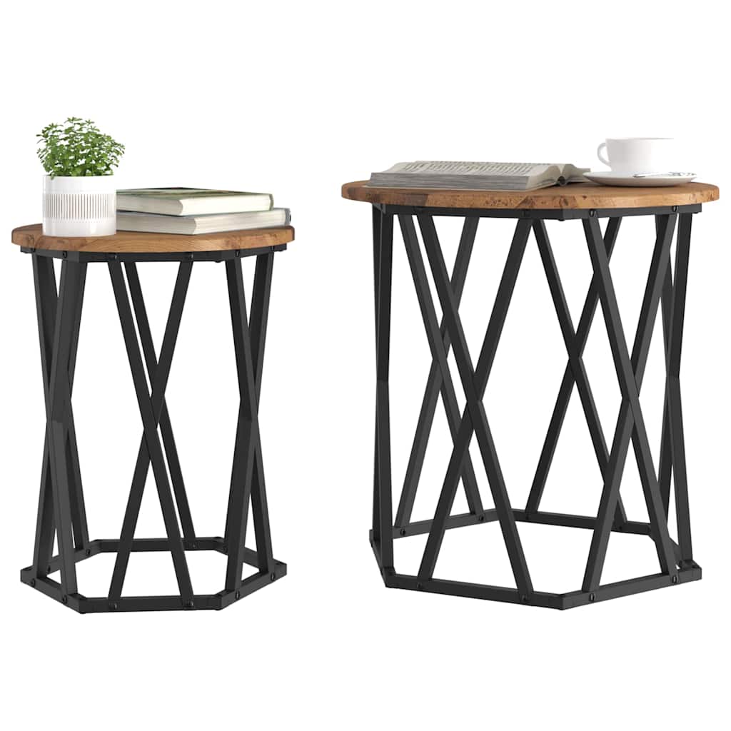 Kavos staliukas 2 pcs Sena mediena 50 x 50 x 50 cm
