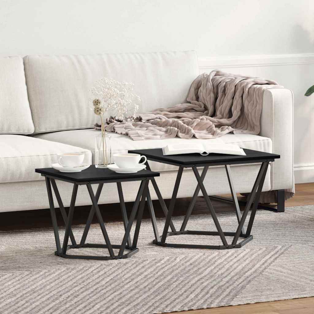 Šoninių staliukų komplektas 2 pcs juoda ąžuolo 50 x 50 x 40 cm
