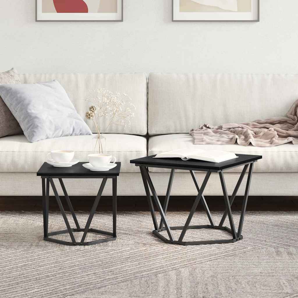 Šoninių staliukų komplektas 2 pcs juoda ąžuolo 50 x 50 x 40 cm