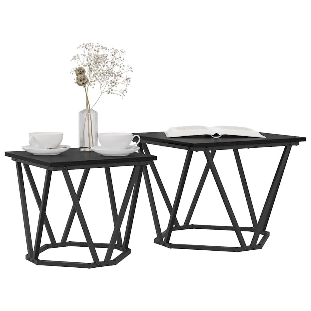 Šoninių staliukų komplektas 2 pcs juoda ąžuolo 50 x 50 x 40 cm