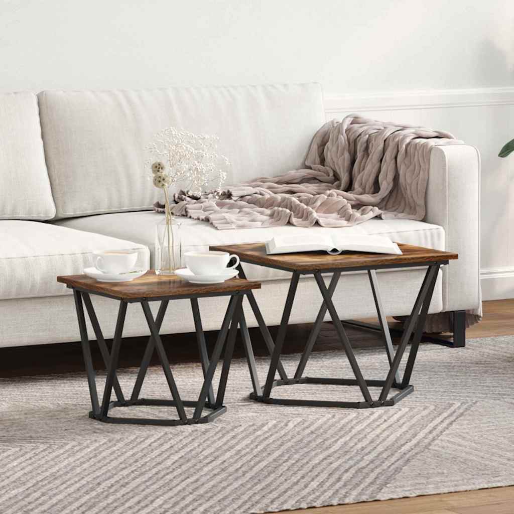 Side tables set 2 pcs Smoked oak