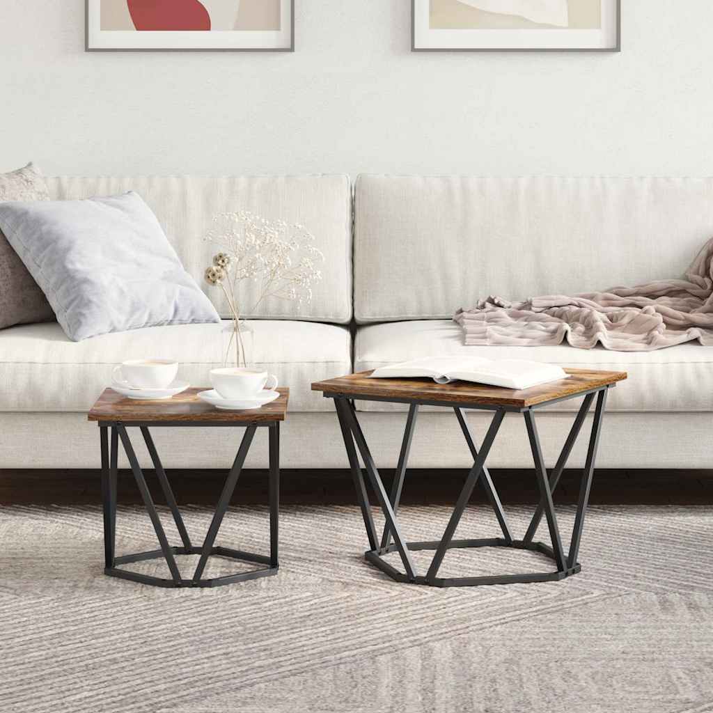 Side tables set 2 pcs Smoked oak