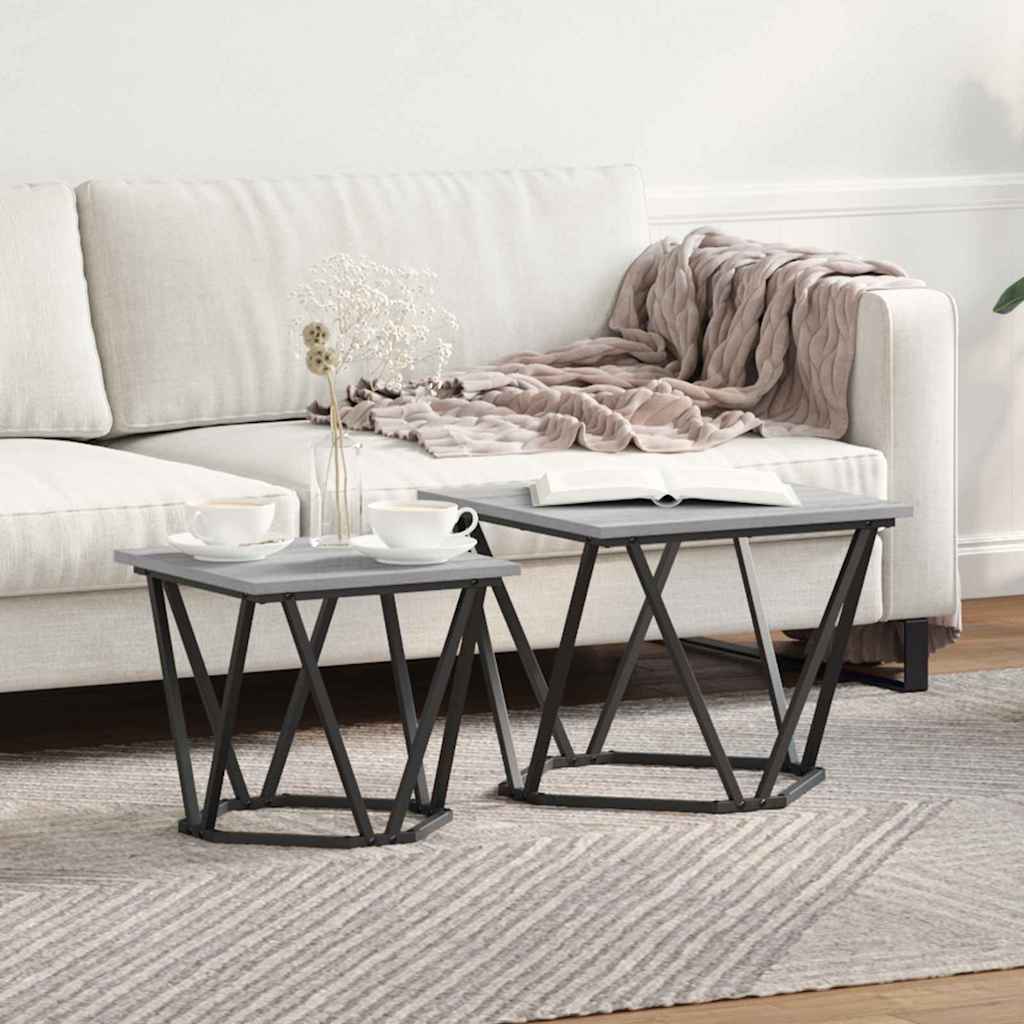 Šoninių staliukų komplektas 2 pcs Pilka sonoma ąžuolo