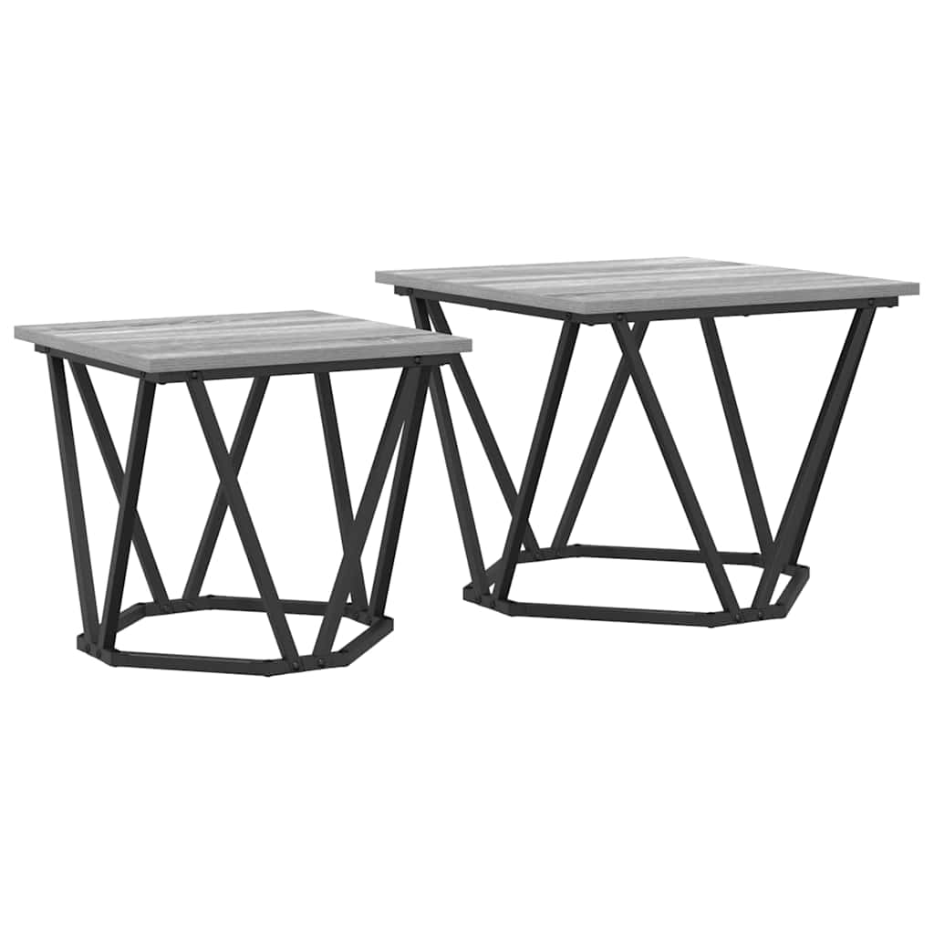 Šoninių staliukų komplektas 2 pcs Pilka sonoma ąžuolo