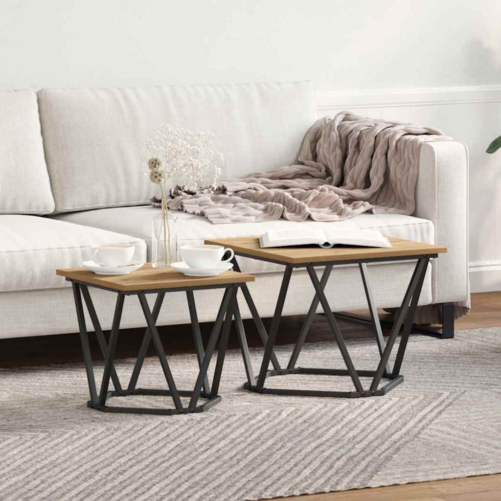 Šoninių staliukų komplektas 2 pcs artisano ąžuolo
