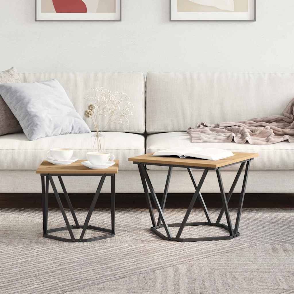 Šoninių staliukų komplektas 2 pcs artisano ąžuolo