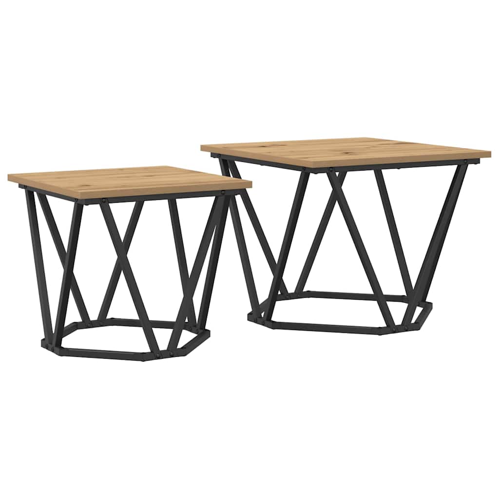 Šoninių staliukų komplektas 2 pcs artisano ąžuolo