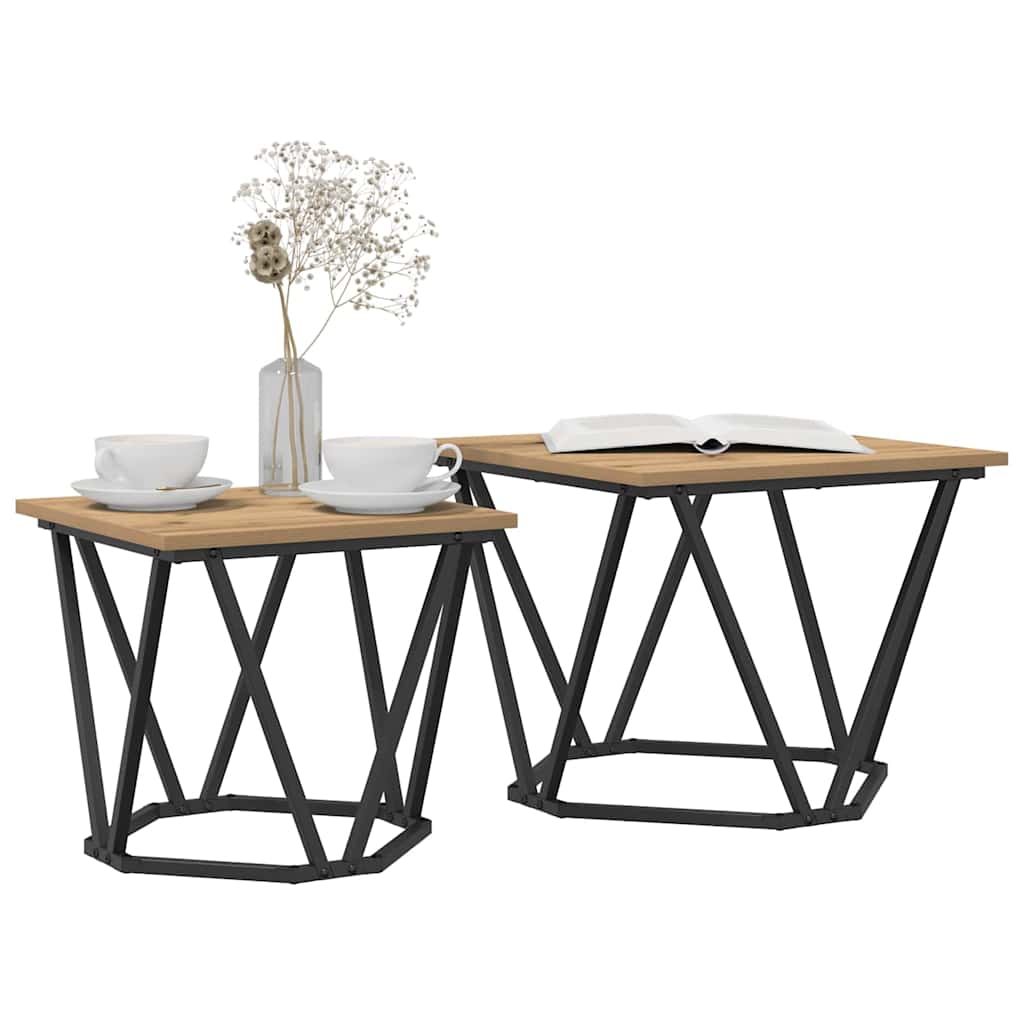 Šoninių staliukų komplektas 2 pcs artisano ąžuolo
