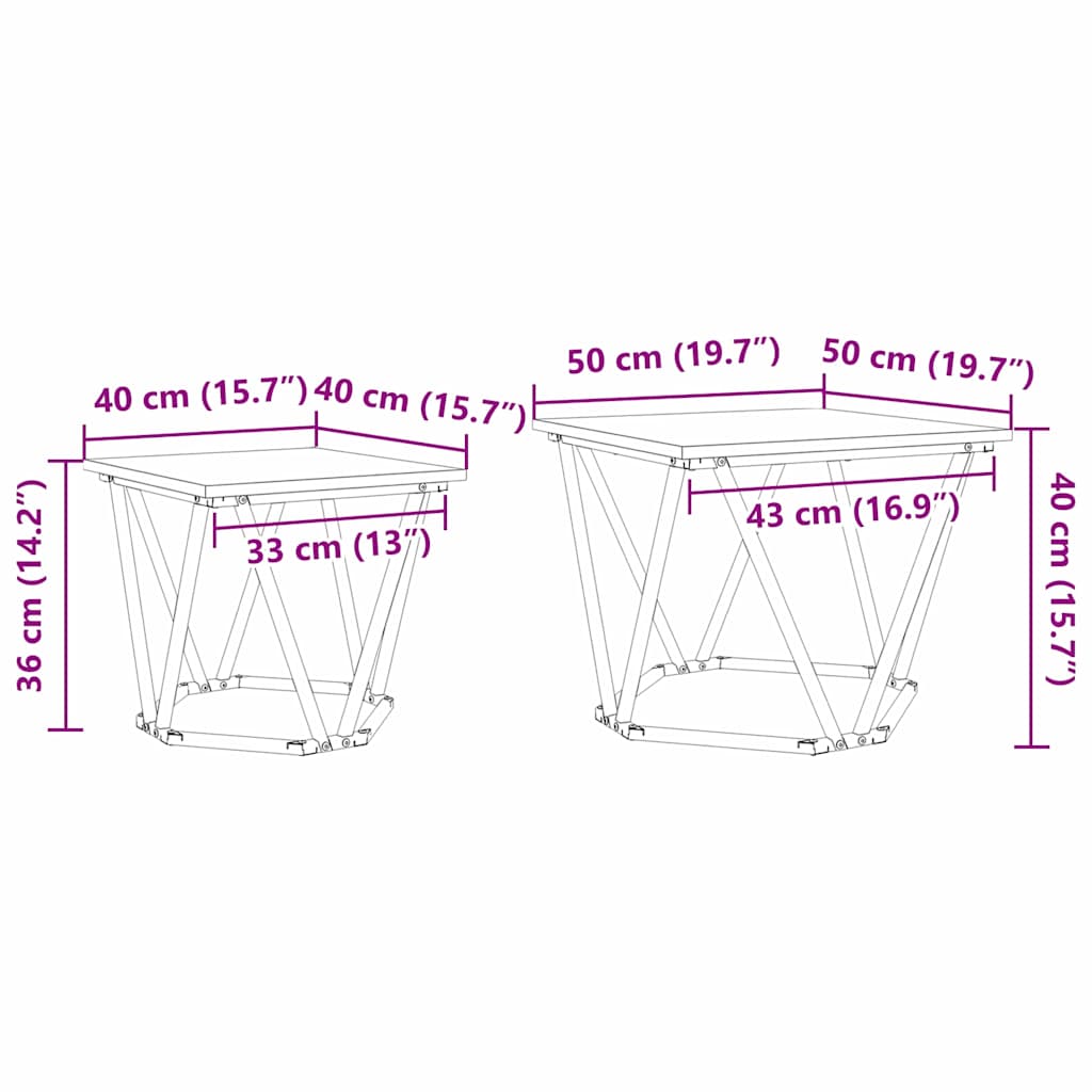 Šoninių staliukų komplektas 2 pcs artisano ąžuolo