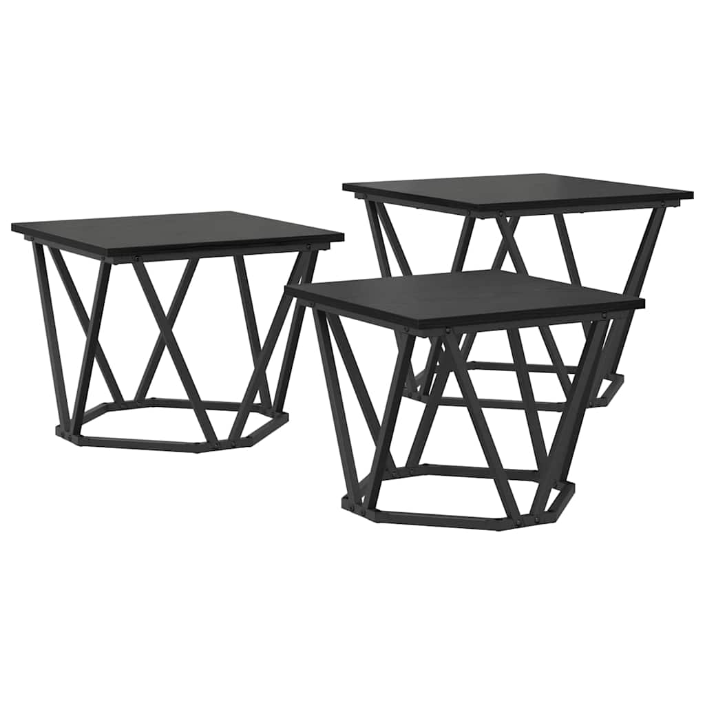Kavos staliukas 3 pcs juoda ąžuolo 50 x 50 x 40 cm