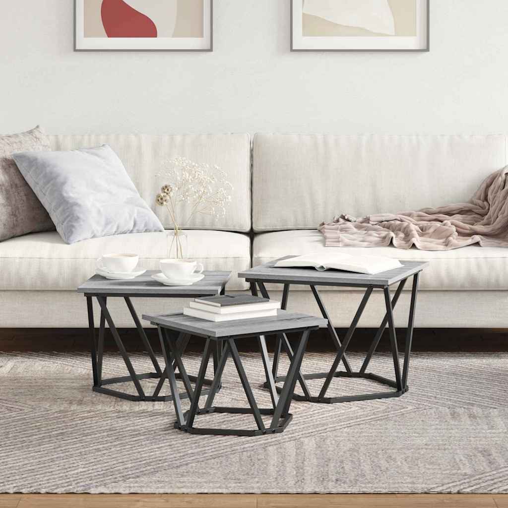 Coffee table 3 pcs Sonoma oak 50 x 50 x 40 cm