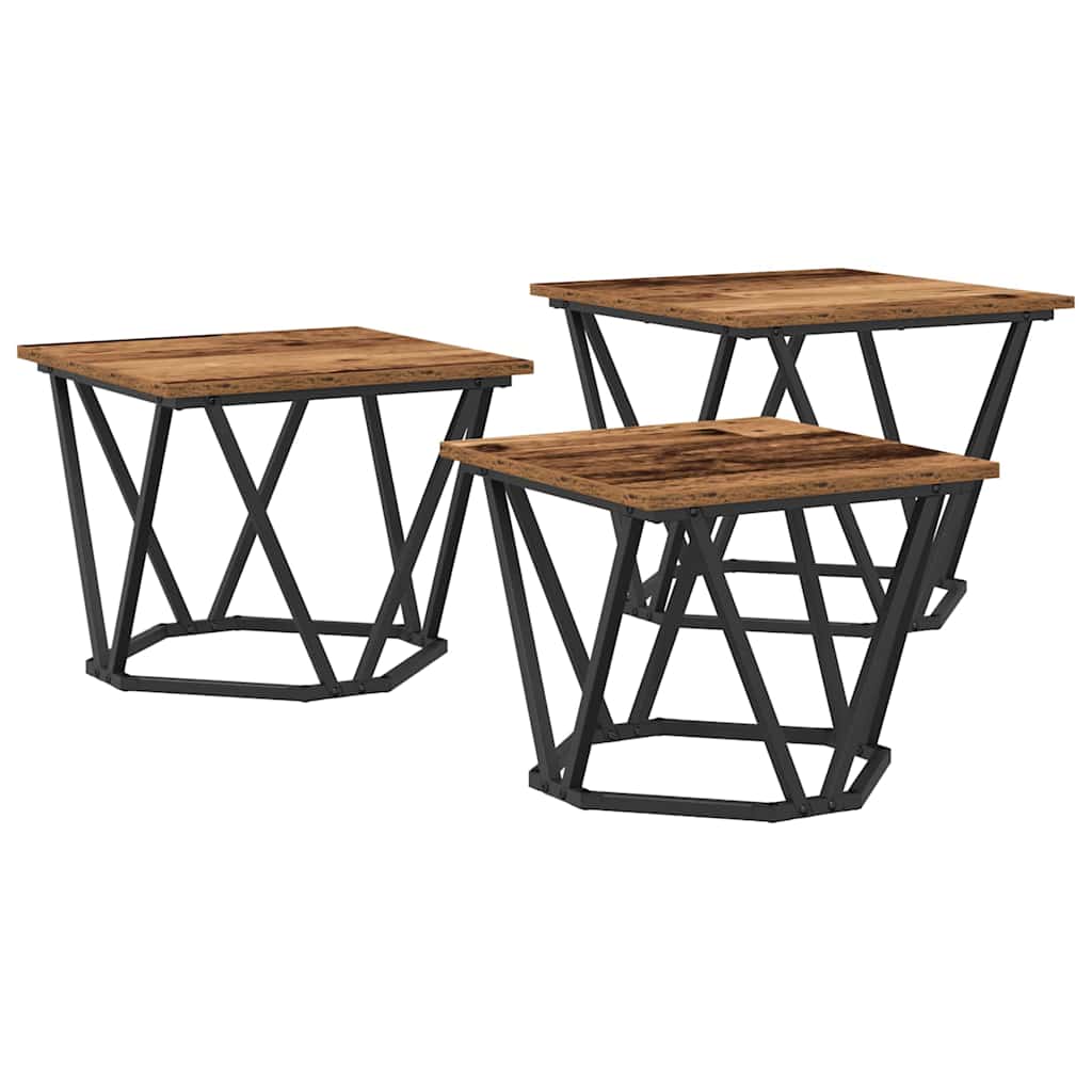Kavos staliukas 3 pcs Sena mediena 50 x 50 x 40 cm