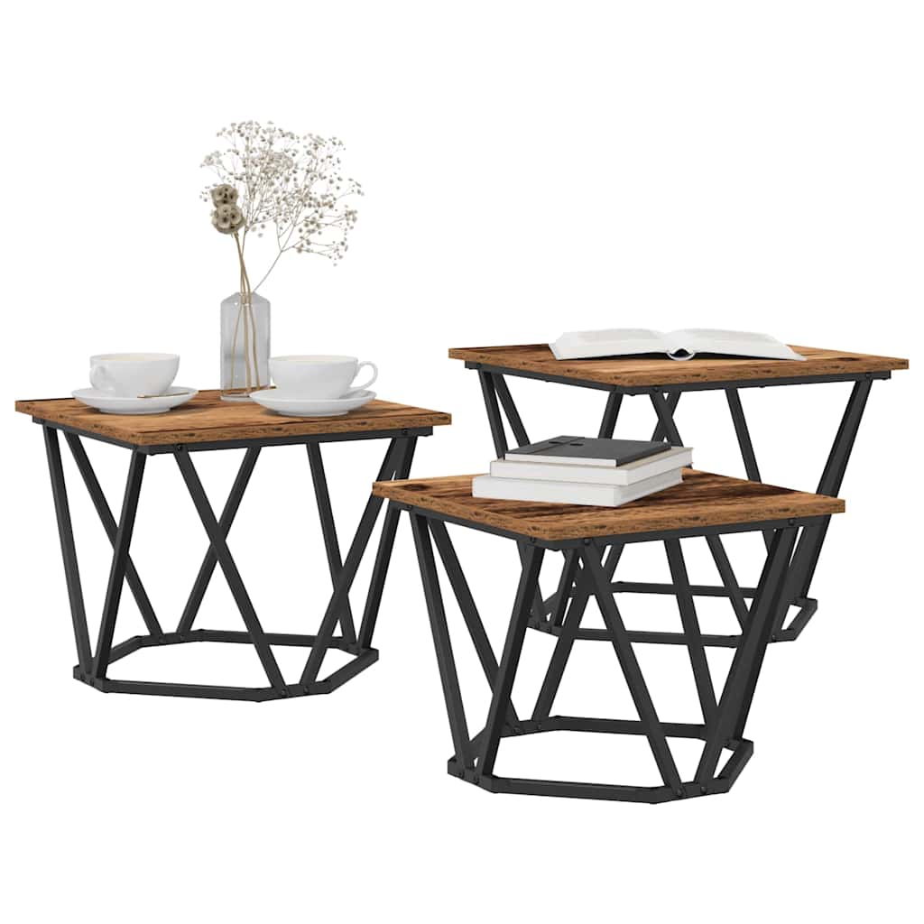 Kavos staliukas 3 pcs Sena mediena 50 x 50 x 40 cm