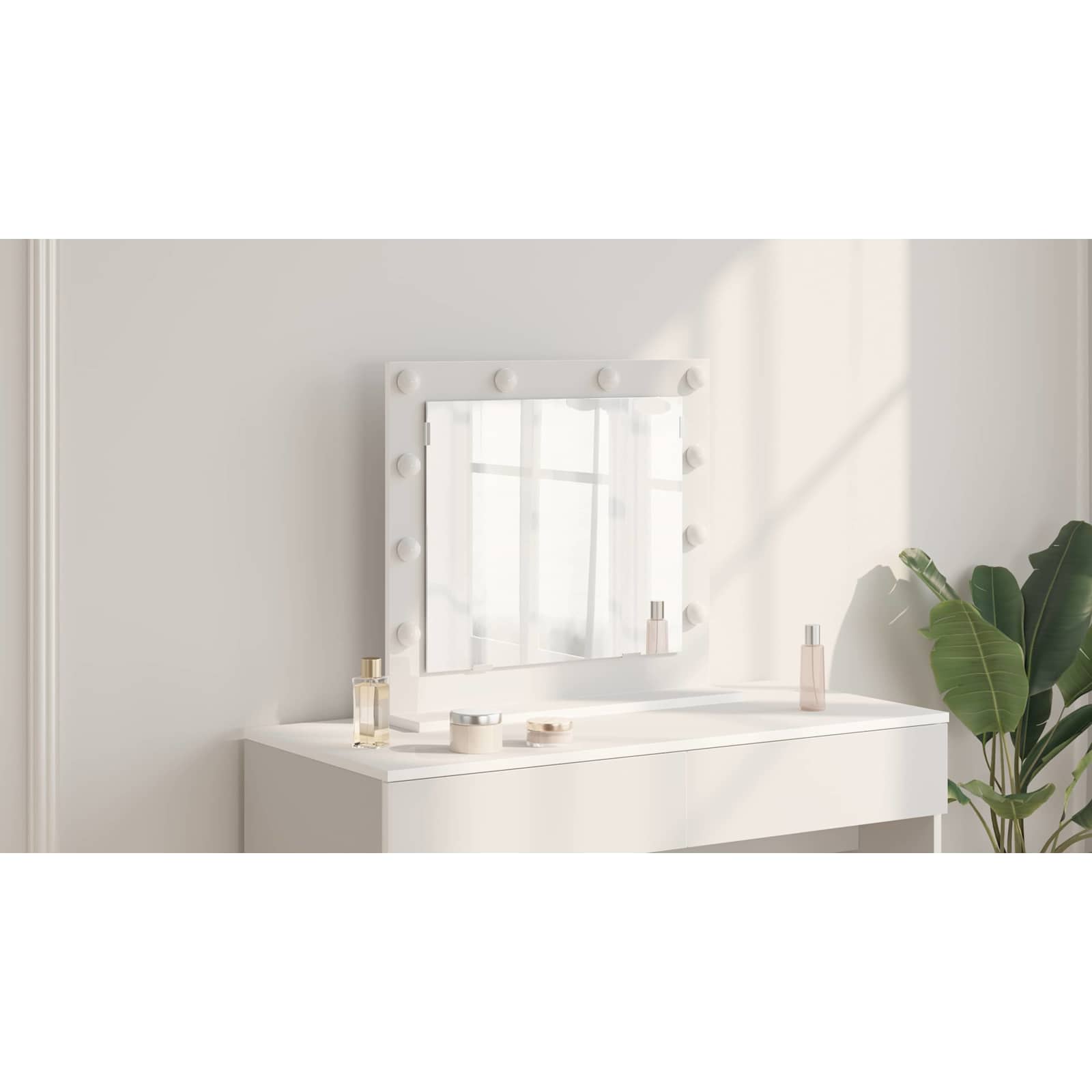 Cosmetic Mirror Rectangular White 60 x 55 x 18 cm