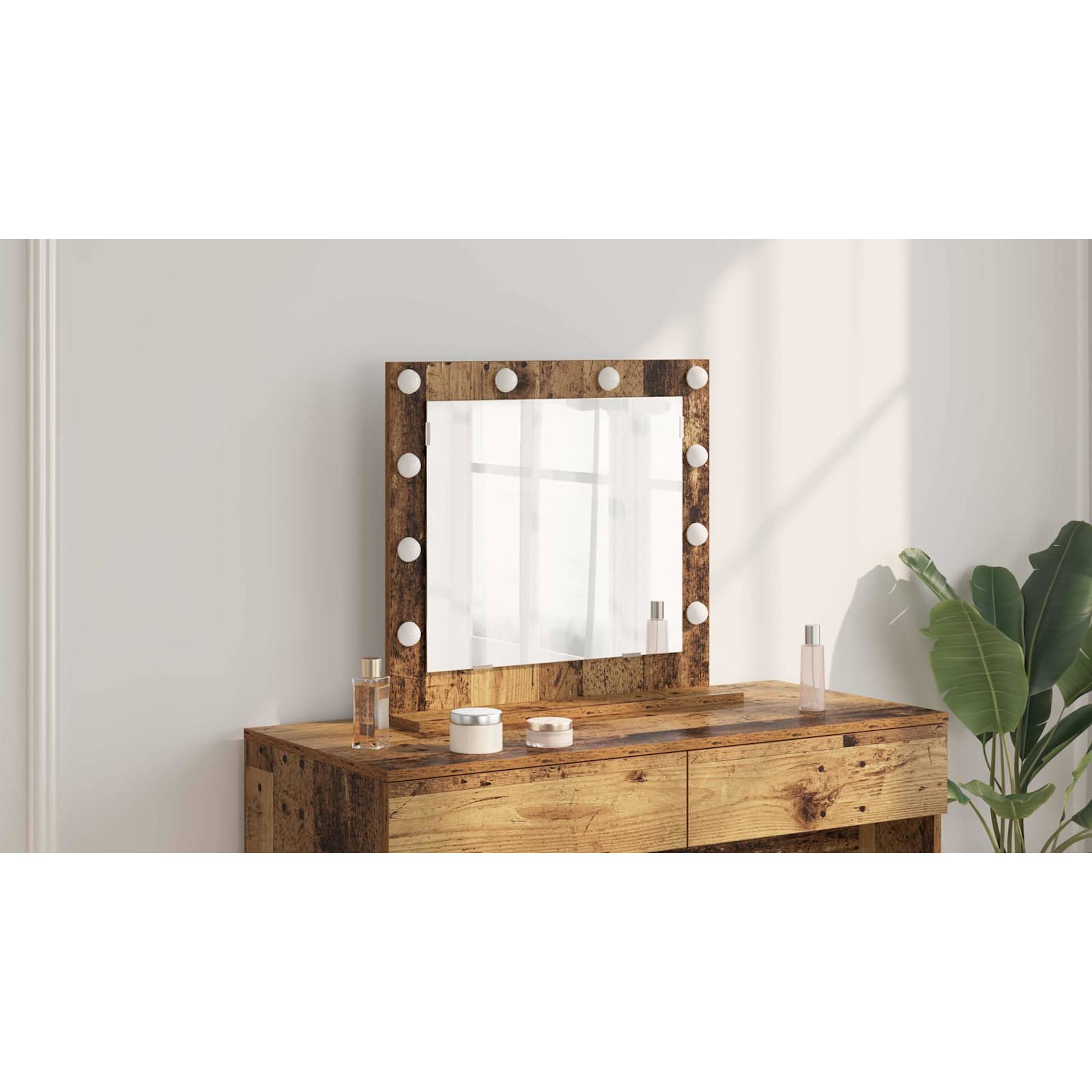 Cosmetic mirror Antique wood 60 x 55 x 18 cm