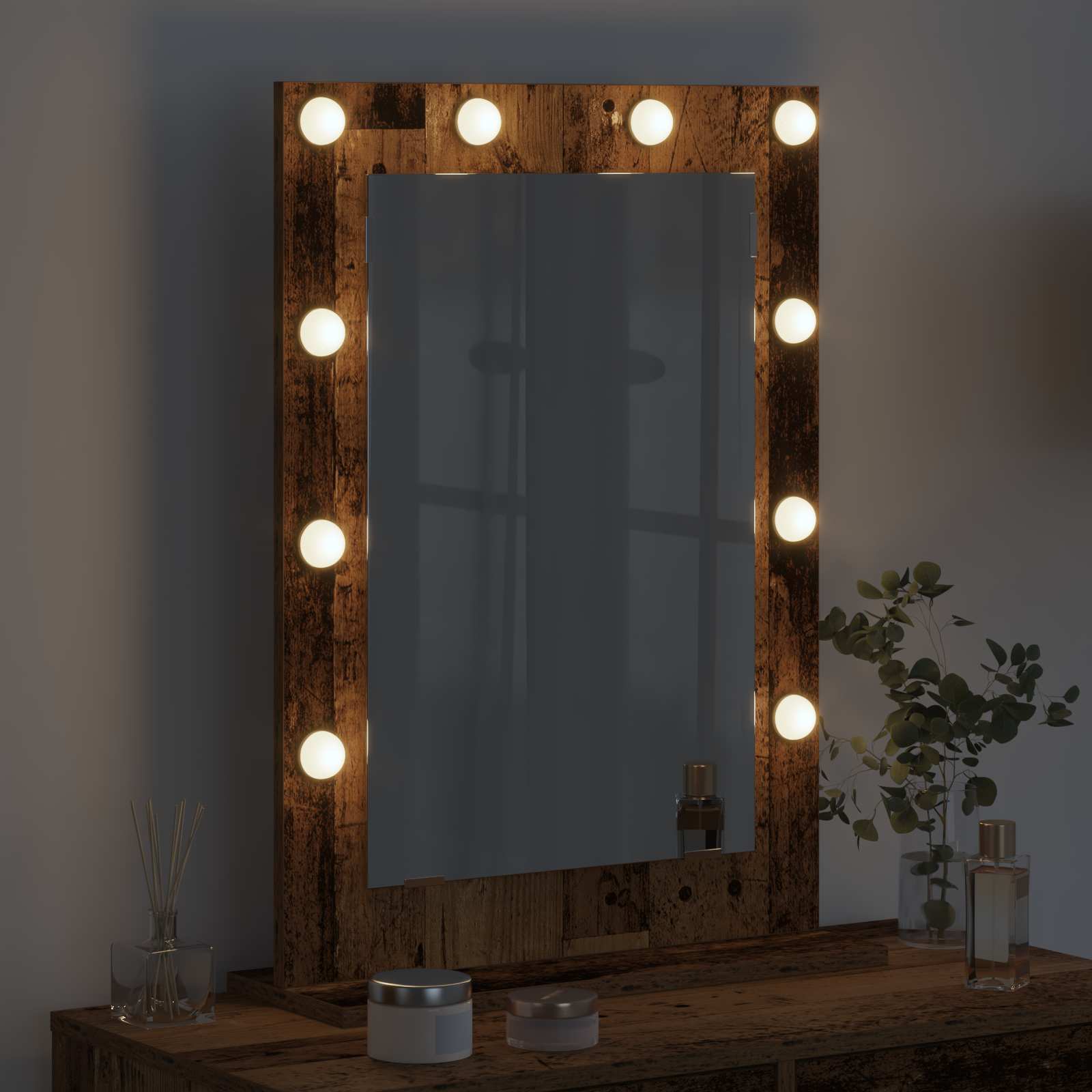 Kosmētikas spogulis ar spoguli Betonpelēks 70 x 50 x 18 cm