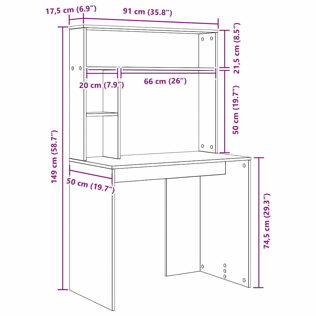 Stalas Pilkas Sonoma 91 x 50 x 149 cm Apdirbta mediena