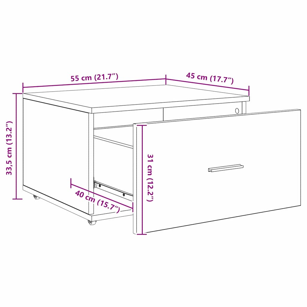 Drawer cabinet Grey 55 x 45 x 33.5 cm Engineered wood