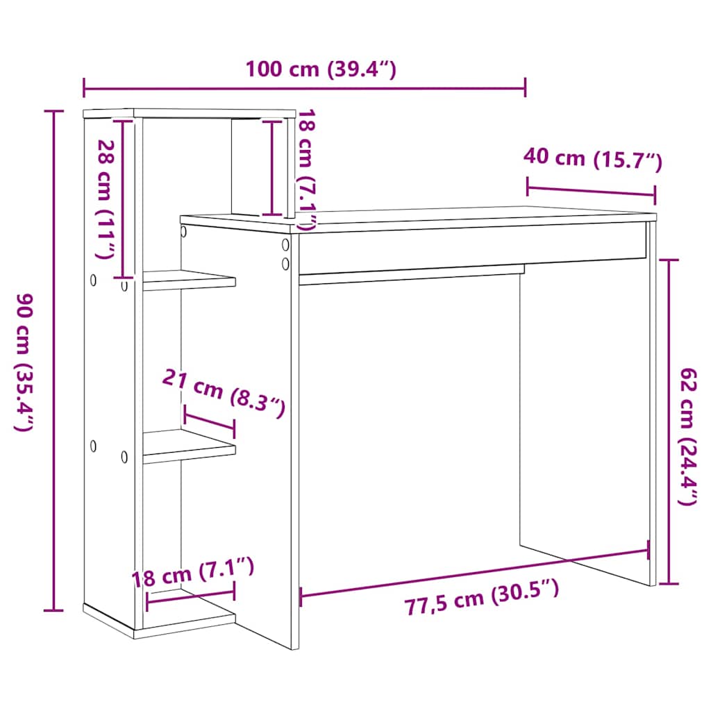 Galds ar plauktu Balts 100 x 40 x 90 cm Apstrādāta koksne