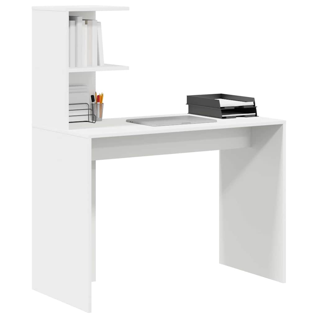 Stalas su lentyna Balta 102 x 50 x 124 cm Apdirbta mediena