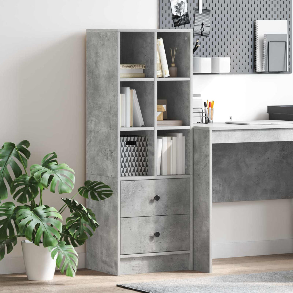 High cabinet with drawer Concrete grey 45.5 x 34 x 127 cm